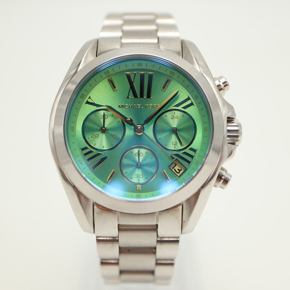 Michael Kors Bradshaw Silver Tone 37mm Chronograph Watch MK6197 w New Battery - Picture 4 of 12